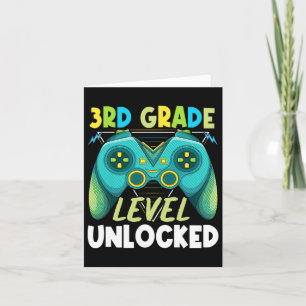3rd Grade Level Unlocked First Day Back To School  Card