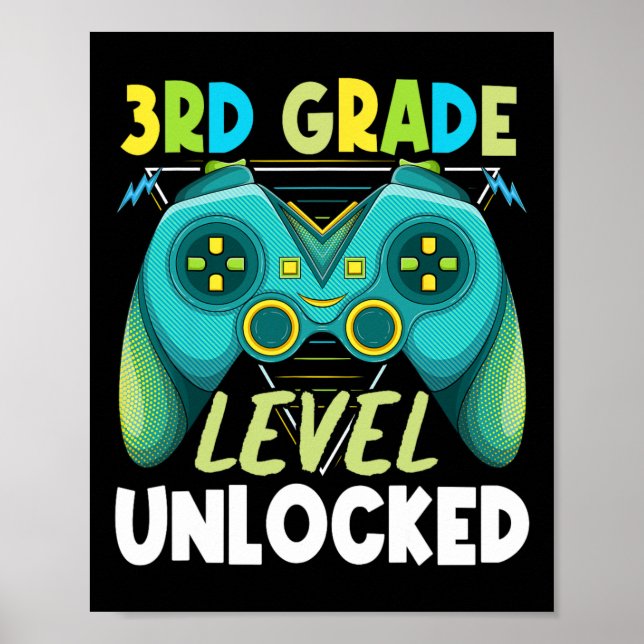 3rd Grade Level Unlocked First Day Back To School  Poster (Front)