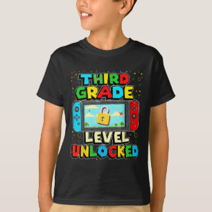 3rd Grade Level Unlocked Funny Gamer Boys Ck To Sc T-Shirt
