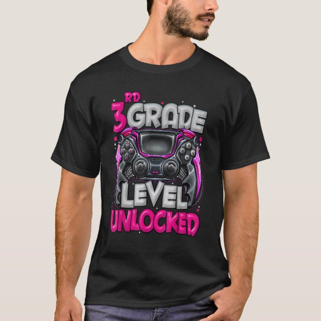 3rd Grade Level Unlocked Game On 3rd Grade Back To T-Shirt (Front)