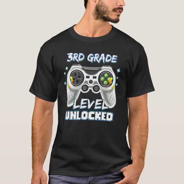 3rd Grade Level Unlocked Game On 3rd Grade Back To T-Shirt (Front)
