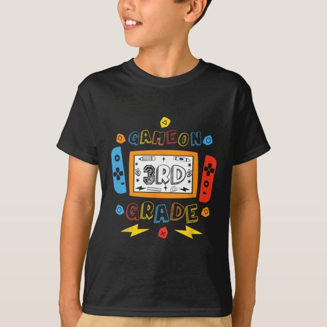 3rd Grade Level Unlocked Game On 3rd Grade Back To T-Shirt (Front)