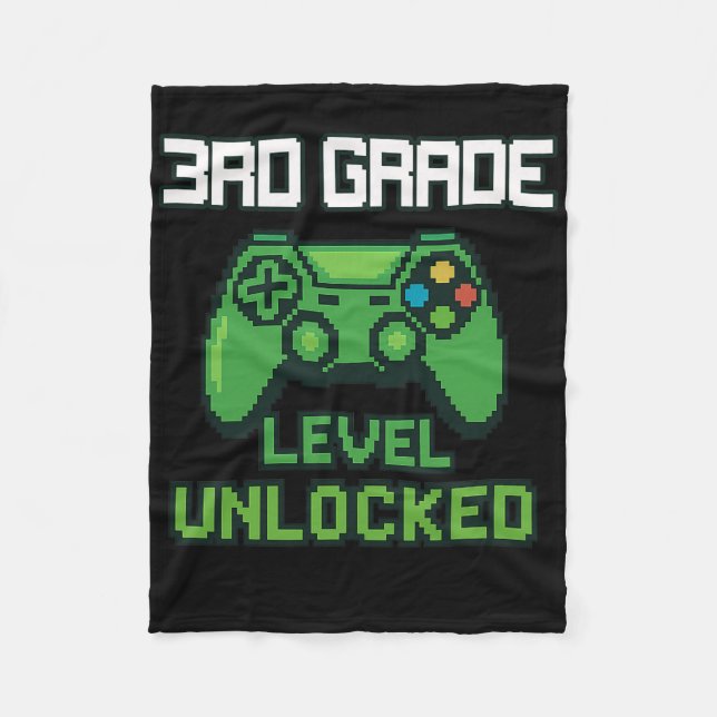 3rd Grade Level Unlocked Gamer Ck To School Boys G Fleece Blanket (Front)