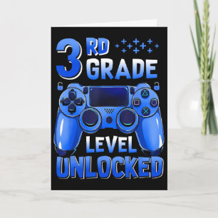 3rd Grade Level Unlocked Gamer First Day Of School Card