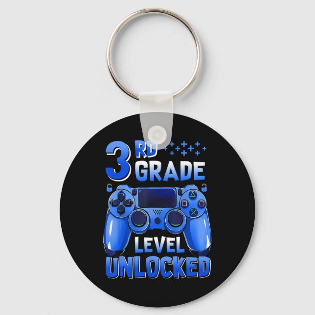 3rd Grade Level Unlocked Gamer First Day Of School Key Ring (Front)