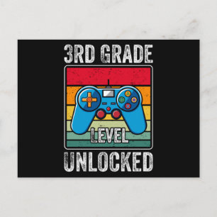 3rd Grade Level Unlocked Kids Back to School Gamer Postcard