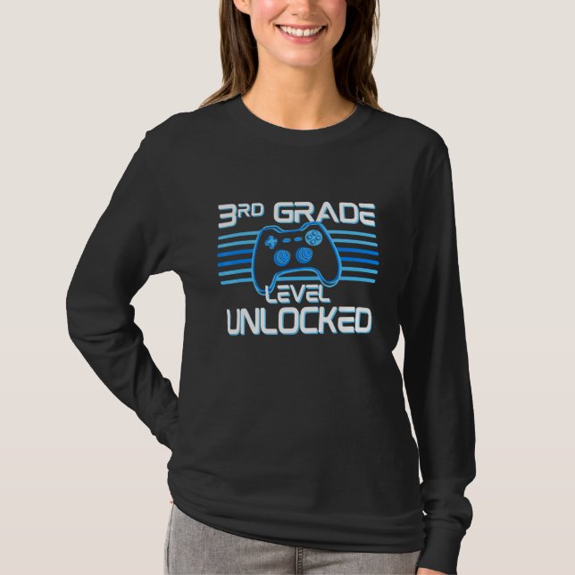 3rd Grade Level Unlocked Third Grade Video Game Pl T-Shirt (Front)