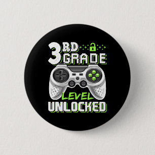 3rd Grade Level Unlocked Video Game Back To School 6 Cm Round Badge