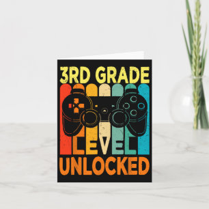 3rd Grade Level Unlocked Video Game Back To School Card