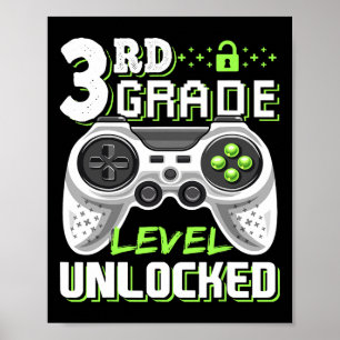 3rd Grade Level Unlocked Video Game Back To School Poster