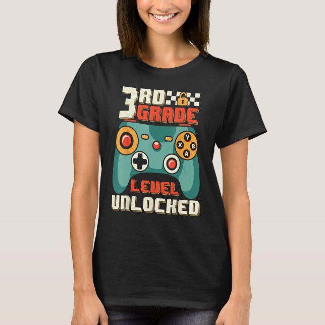 3rd Grade Level Unlocked Video Game Back To School T-Shirt (Front)