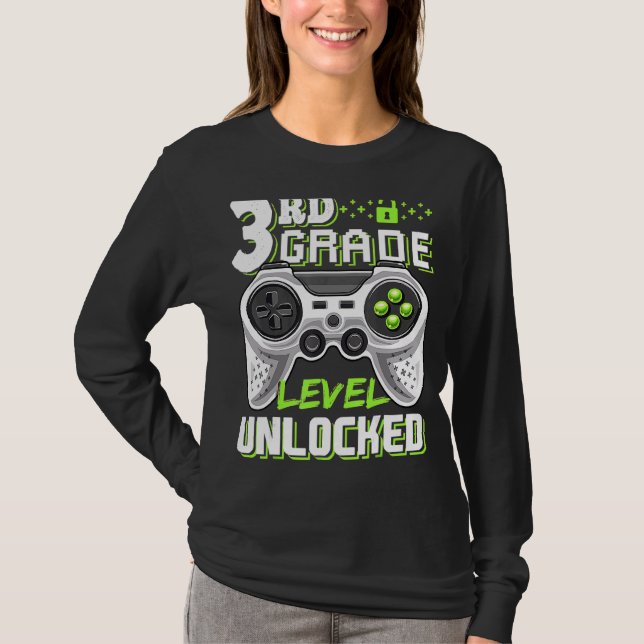 3rd Grade Level Unlocked Video Game Back To School T-Shirt (Front)