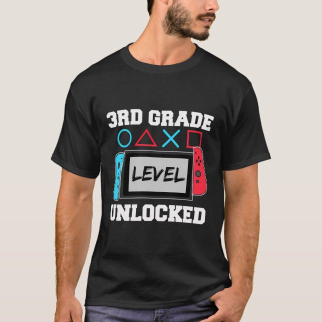 3Rd Grade Level Unlocked Video Game Back To School T-Shirt (Front)
