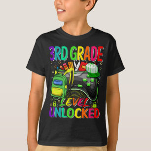 3rd Grade Level Unlocked Video Game Back to School T-Shirt