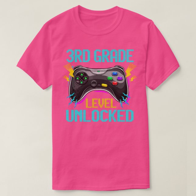 3rd Grade Level Unlocked Video Game Back to School T-Shirt (Design Front)