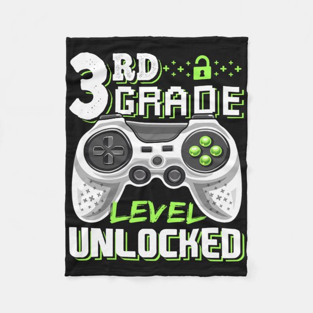 3rd Grade Level Unlocked Video Game Byck To School Fleece Blanket (Front)