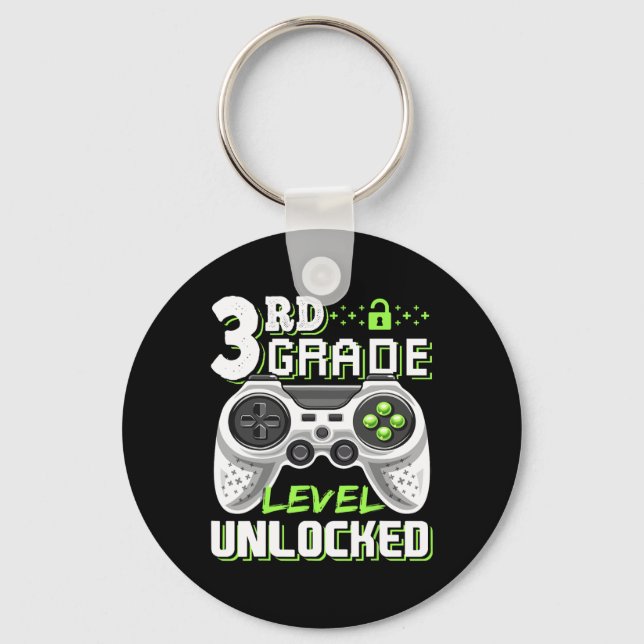 3rd Grade Level Unlocked Video Game Byck To School Key Ring (Front)