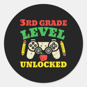 3rd Grade Level Unlocked Video Game First Day Of S Classic Round Sticker