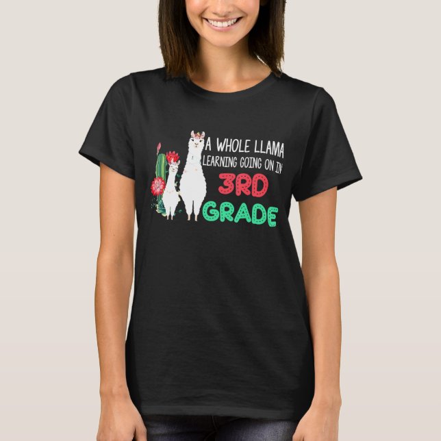 3rd Grade Llama Cactus Student  Back To School    T-Shirt (Front)
