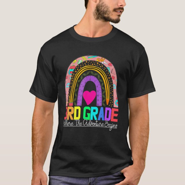 3rd grade rainbow leopard teacher team third grade T-Shirt (Front)