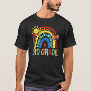 3rd Grade Rainbow With Butterfly &cute Sun Back To T-Shirt
