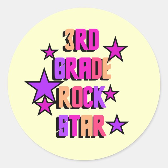 3rd Grade Rock Star Tshirts and Gifts Classic Round Sticker (Front)