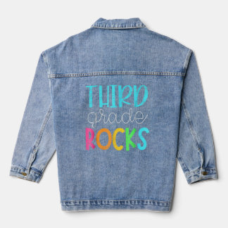 3rd grade rocks rocking 3rd grade teacher  denim jacket