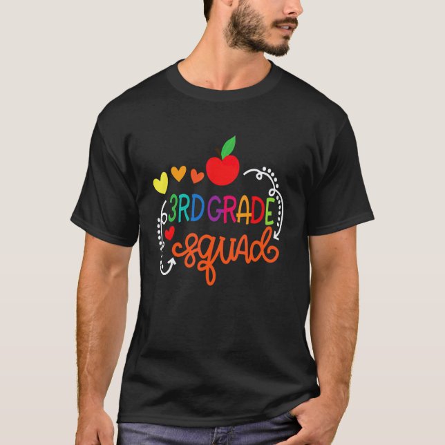 3rd Grade Squad Apple Back To School Teacher T-Shirt (Front)
