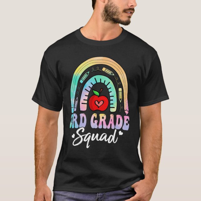 3rd Grade Squad Back To School Rainbow Teacher Gir T-Shirt (Front)