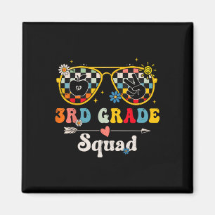 3rd Grade Squad Cute Groovy Teacher Student Back T Magnet