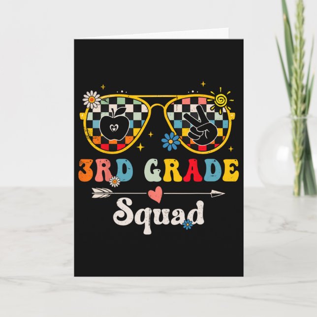 3rd Grade Squad Cute Groovy Teacher Student Ck To  Card (Front)