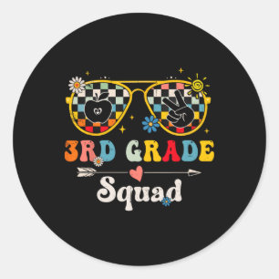 3rd Grade Squad Cute Groovy Teacher Student Ck To  Classic Round Sticker