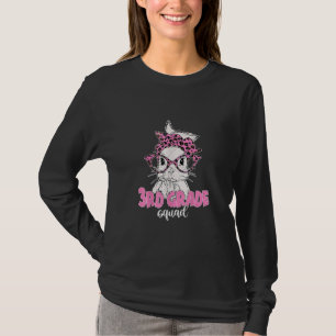 3rd Grade Squad Leopard Glasses Bunny Face Easter  T-Shirt