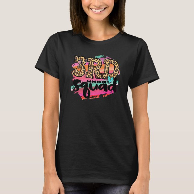 3rd Grade Squad Leopard Print Back To School Teach T-Shirt (Front)
