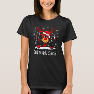 3rd Grade Squad Plaid Reindeer Santa Hat Teacher C T-Shirt