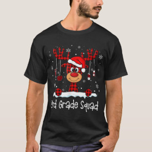 3rd Grade Squad Plaid Reindeer Santa Hat Teacher C T-Shirt