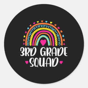 3rd Grade Squad Rainbow Ck To School Teacher Kids  Classic Round Sticker