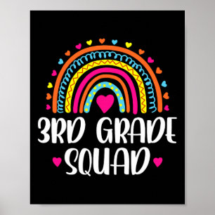 3rd Grade Squad Rainbow Ck To School Teacher Kids  Poster