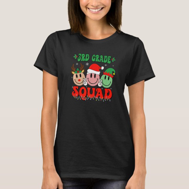 3rd Grade Squad Retro Groovy Christmas Teacher Lif T-Shirt (Front)