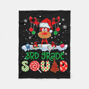 3rd Grade Squad Teacher Buffalo Red Plaid Reindeer Fleece Blanket