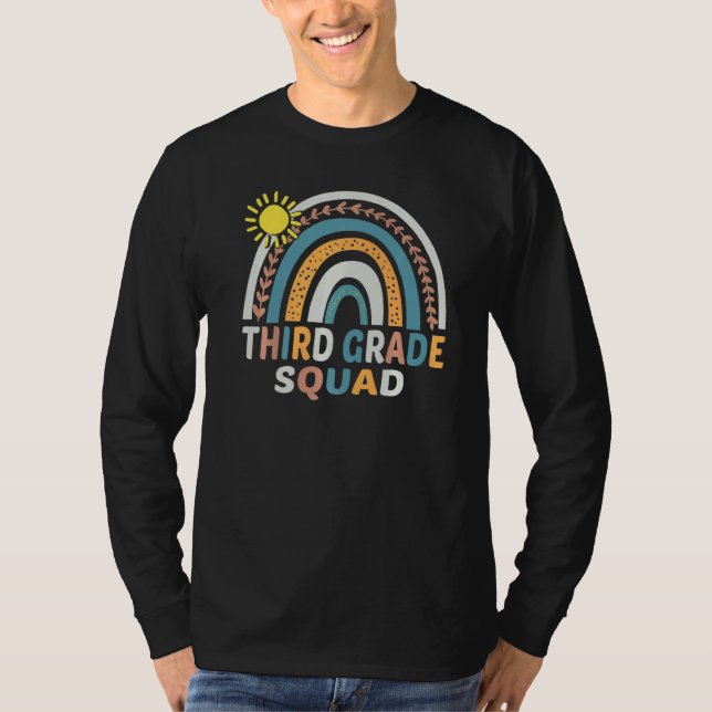 3rd Grade Squad Teacher Student Rainbow 100th Day  T-Shirt (Front)