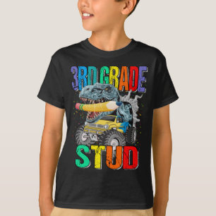 3rd Grade Stud Monster Truck Dinosaur T-Shirt
