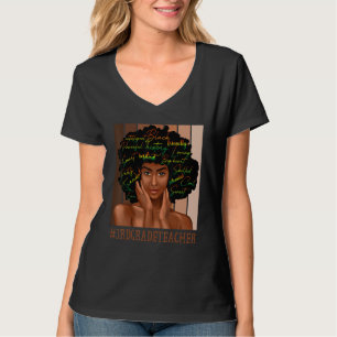 3rd Grade Teacher Afro African American Women Blac T-Shirt