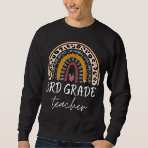 3rd grade teacher back to school leopard rainbow sweatshirt