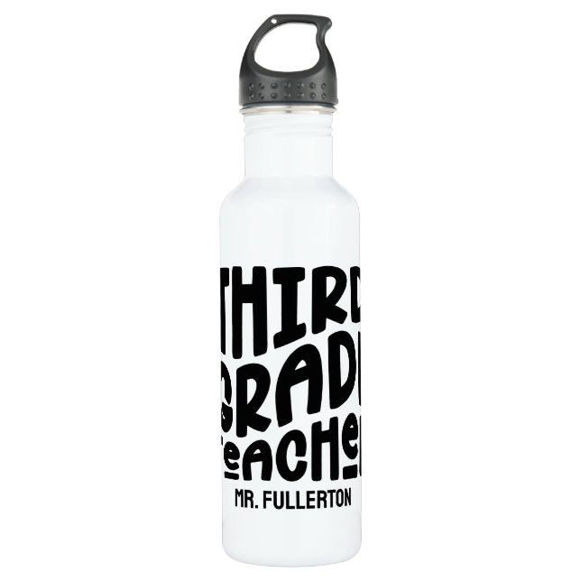 3rd Grade Teacher Black Text Design 710 Ml Water Bottle (Front)