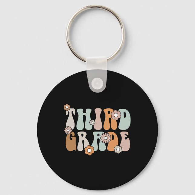 3rd Grade Teacher Boho Flower Back To School  Key Ring (Front)