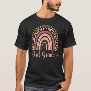 3rd Grade Teacher Boho Rainbow Leopard Back To Sch T-Shirt