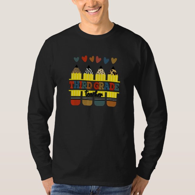 3rd Grade Teacher  Colourful Elementary Back To Sc T-Shirt (Front)