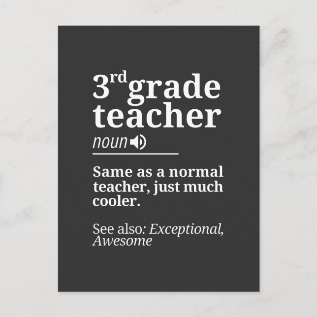 3rd Grade Teacher Funny Third Grade Teachers Gifts Postcard (Front)