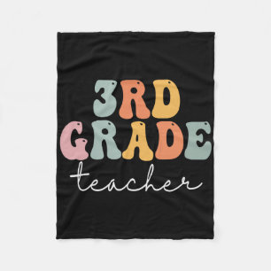 3rd Grade Teacher Retro Groovy Vintage First Day O Fleece Blanket